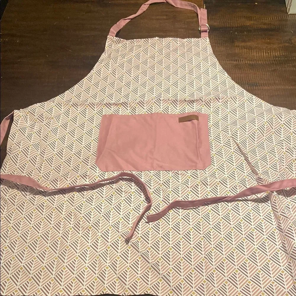 Geometric Pink and cream Apron
